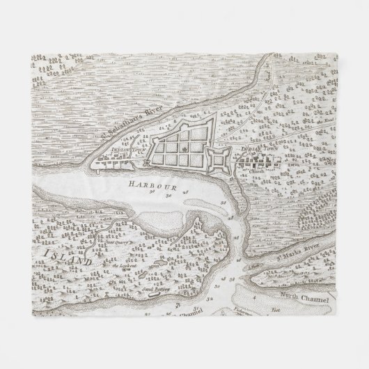 ヴィンテージ地図（1763年） フリースブランケット (正面(横))