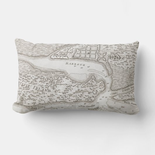 ヴィンテージ地図（1763年） ランバークッション (正面)