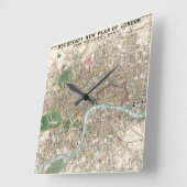ヴィンテージ地図（1853年） スクエア壁時計 (傾斜)