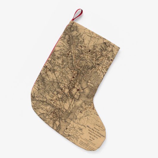 ヴィンテージ地図（1865年） スモールクリスマスストッキング (正面 (吊り時))