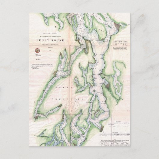 ヴィンテージ地図（1867年） ポストカード (正面)