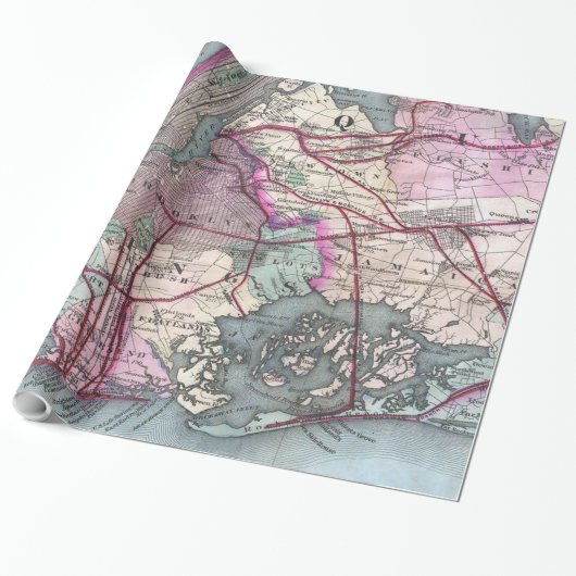 ヴィンテージ地図（1880年） ラッピングペーパー (アンロールド)