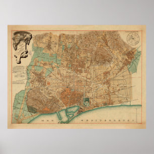 ヴィンテージ地図(1890年) ポスター