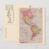ヴィンテージ地図， 1920，アメリカ，北と南 ポストカード (正面/裏面)