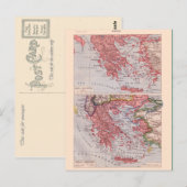 ヴィンテージ地図， 1920，ギリシャ ポストカード (正面/裏面)