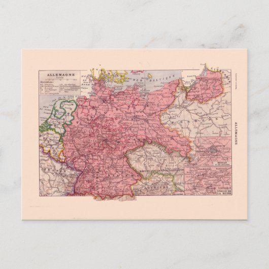 ヴィンテージ地図， 1920，ドイツ ポストカード (正面)
