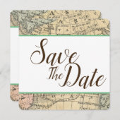 ヴィンテージ地図 Save The Date セーブザデート (正面/裏面)