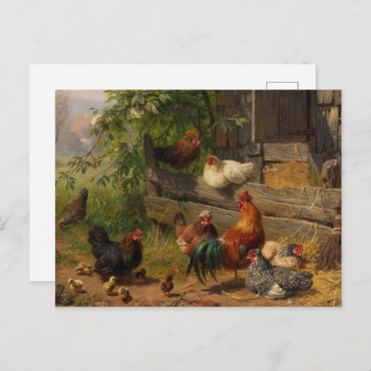 ヴィンテージ地方の鶏の農場はがき ポストカード (正面/裏面)