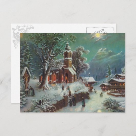ヴィンテージ地方クリスマスイブ絵画ジャンル シーズンポストカード (正面/裏面)