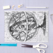 ヴィンテージ地球儀レトロ地図白黒 薄葉紙 (クラフト)