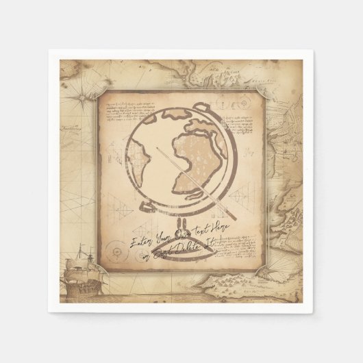 ヴィンテージ地球。地理と歴史先生ギフト スタンダードカクテルナプキン (正面)