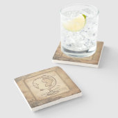 ヴィンテージ地球。地理と歴史先生ギフト ストーンコースター (横)