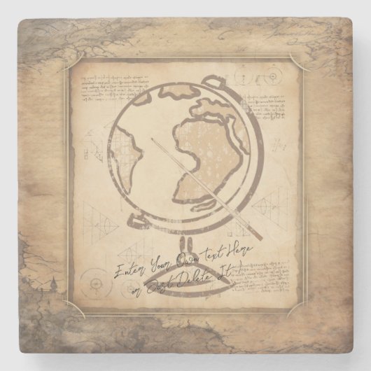 ヴィンテージ地球。地理と歴史先生ギフト ストーンコースター (正面)