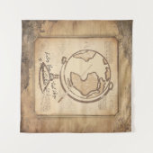 ヴィンテージ地球。地理と歴史先生ギフト タペストリー (正面(横))