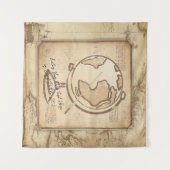 ヴィンテージ地球。地理と歴史先生ギフト タペストリー (正面(横))