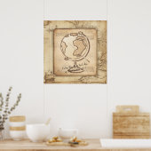 ヴィンテージ地球。地理と歴史先生ギフト ポスター (キッチン)