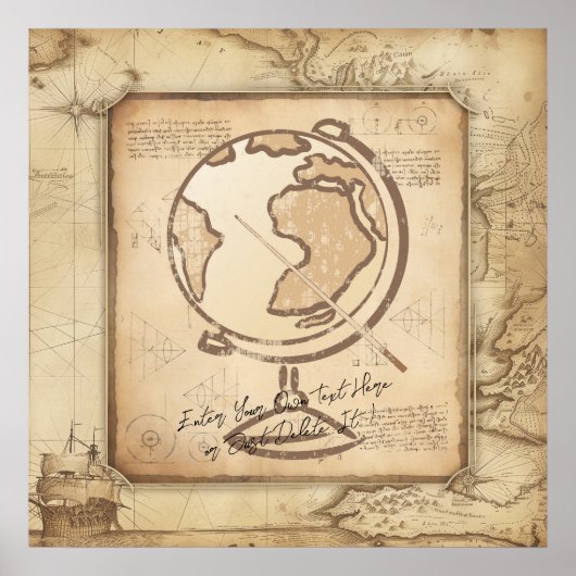 ヴィンテージ地球。地理と歴史先生ギフト ポスター (正面)