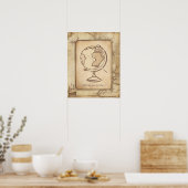 ヴィンテージ地球。地理と歴史先生ギフト ポスター (キッチン)