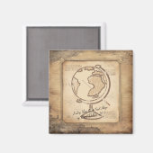 ヴィンテージ地球。地理と歴史先生ギフト マグネット (正面/裏面)