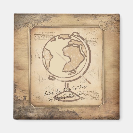 ヴィンテージ地球。地理と歴史先生ギフト マグネット (正面)