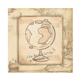 ヴィンテージ地球。地理と歴史先生ギフト メタルプリント