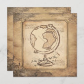 ヴィンテージ地球。地理と歴史先生ギフト 招待状 (正面/裏面)