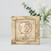 ヴィンテージ地球。地理と歴史先生ギフト 招待状 (スタンド正面)