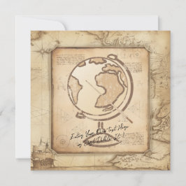 ヴィンテージ地球。地理と歴史先生ギフト 招待状