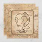ヴィンテージ地球。地理と歴史先生ギフト 招待状 (正面/裏面)