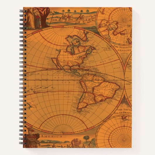 ヴィンテージ地理愛好家のための世界地図 ノートブック (正面)