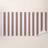 ヴィンテージ垂直ストライプモチャムースホワイト ビーチタオル (正面)