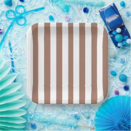 ヴィンテージ垂直ストライプモチャムースホワイト ペーパープレート