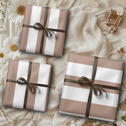 ヴィンテージ垂直ストライプモチャムースホワイト ラッピングペーパーシート