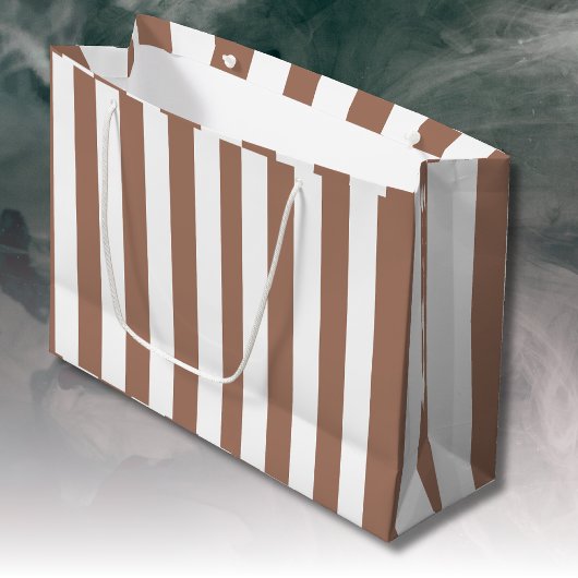 ヴィンテージ垂直ストライプモチャムースホワイト ラージペーパーバッグ