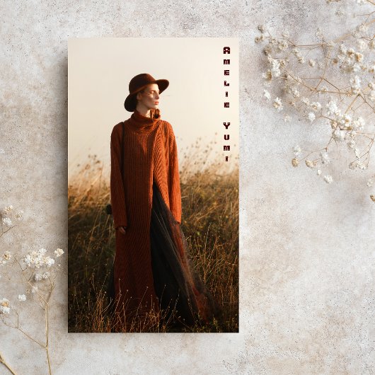 ヴィンテージ垂直写真撮影タイポグラフィ 名刺