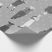 ヴィンテージ型の擬人化した動物 ラッピングペーパー (角)