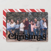 ヴィンテージ型クリスマスカードキャンディストライプーバック 案内状 (正面/裏面)