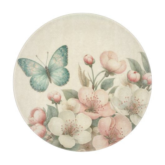 ヴィンテージ型フローラ/春蝶 カッティングボード (正面)