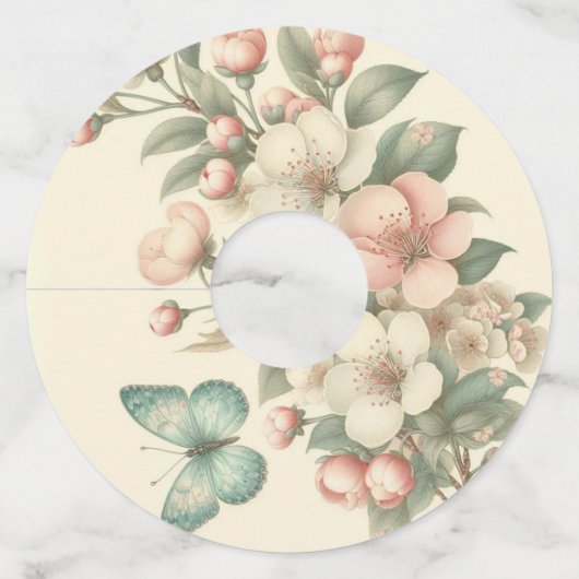 ヴィンテージ型フローラ/春蝶 ワイングラスタグ (正面)