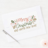 ヴィンテージ型ホリーベリークリスマス 長方形シール (封筒)