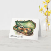 ヴィンテージ型ヴァイオリン悔やみや弔慰 カード (黄色い花)