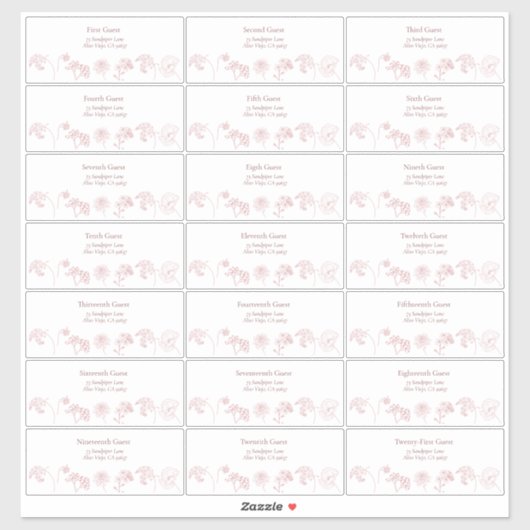 ヴィンテージ埃バラフローラスクリプトゲストアドレス シール (シート)