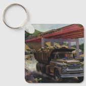 ヴィンテージ場の建築ダンプトラック キーホルダー (正面)