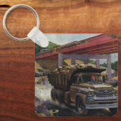 ヴィンテージ場の建築ダンプトラック キーホルダー (正面)