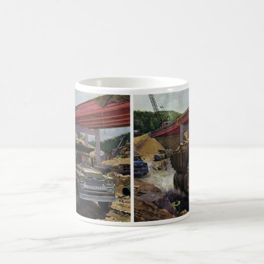 ヴィンテージ場の建築ダンプトラック コーヒーマグカップ (中央)