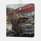ヴィンテージ場の建築ダンプトラック セラミックオーナメント (左)