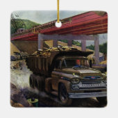ヴィンテージ場の建築ダンプトラック セラミックオーナメント (裏面)