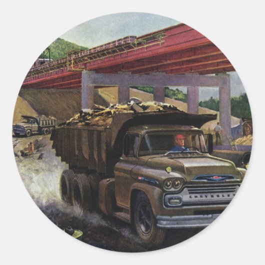 ヴィンテージ場の建築ダンプトラック ラウンドシール (正面)