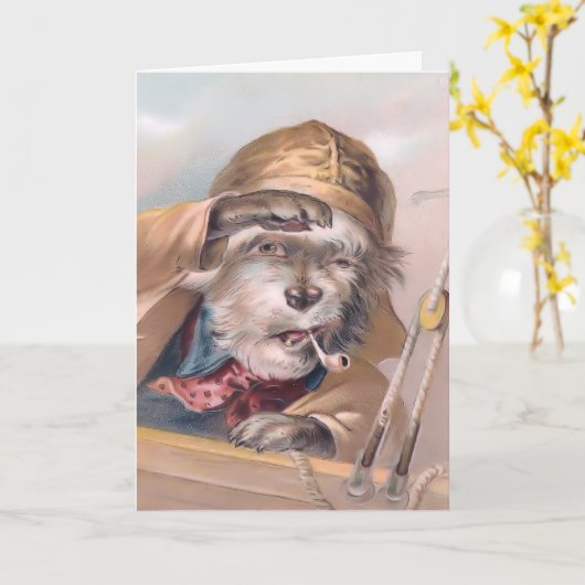 ヴィンテージ塩辛い海の犬の良い近いカード カード (黄色い花)