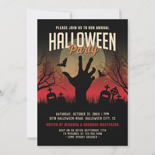 ヴィンテージ墓地とムーンハローウィンパーティ 招待状 (正面)